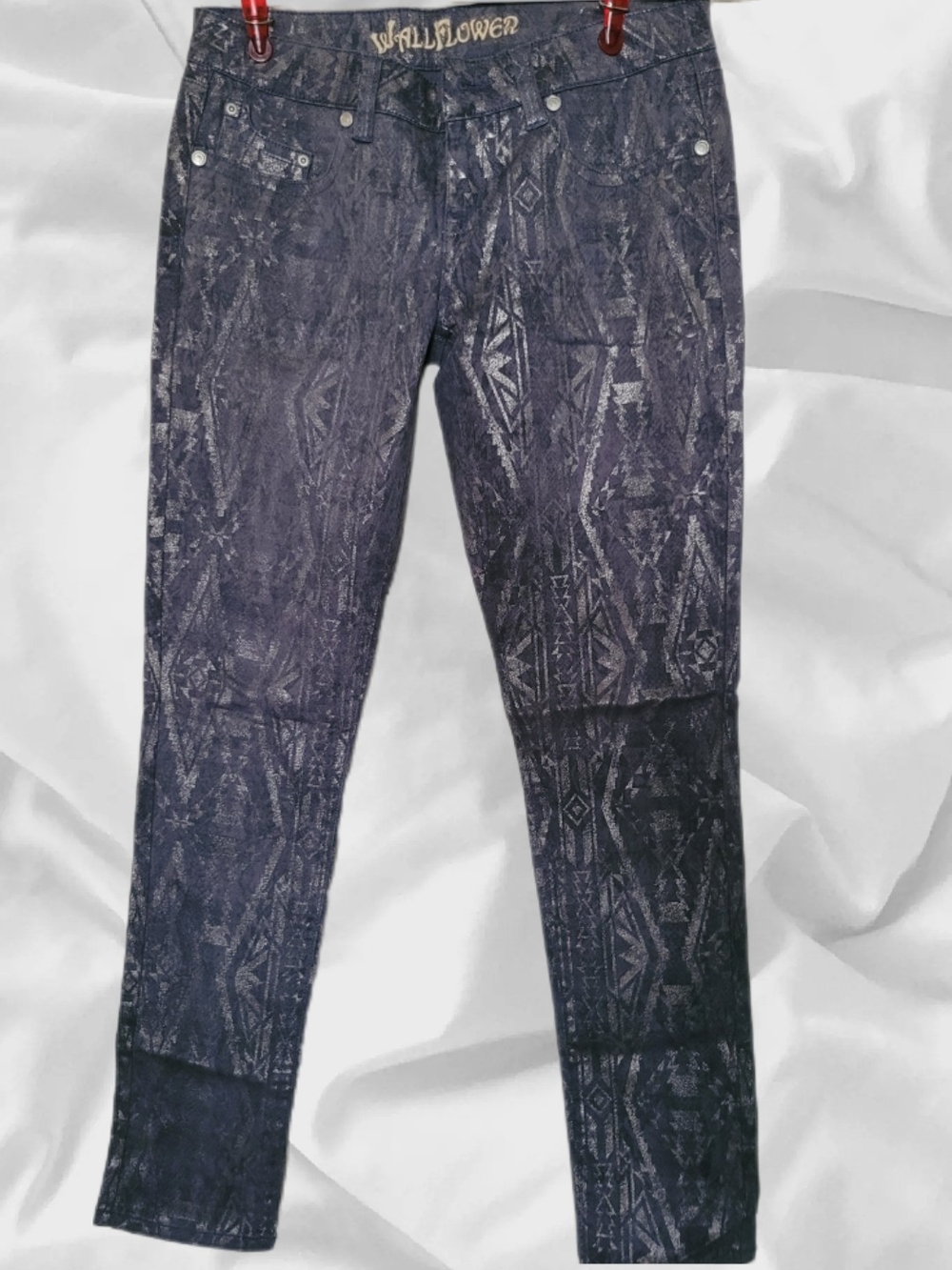 Wallflower Women's Black Patterned Skinny Jeans